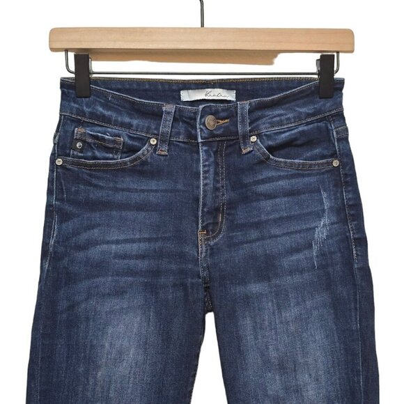 Kancan Miranda Distressed Raw Hem Skinny Crop Jeans Sz 24 - Picture 3 of 10